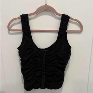 Shinestar Black Ruched corset Women's Top cropped size large hook front